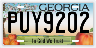 GA license plate PUY9202