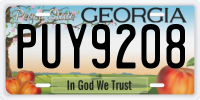 GA license plate PUY9208