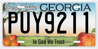 GA license plate PUY9211