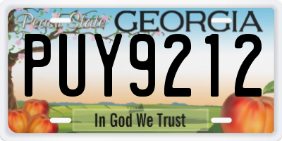 GA license plate PUY9212