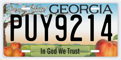 GA license plate PUY9214