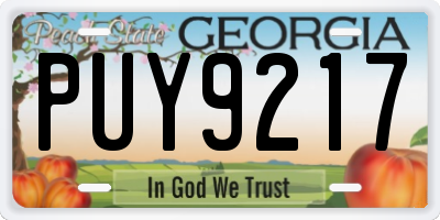 GA license plate PUY9217