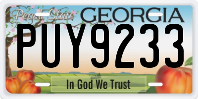GA license plate PUY9233
