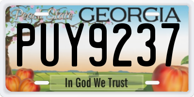 GA license plate PUY9237