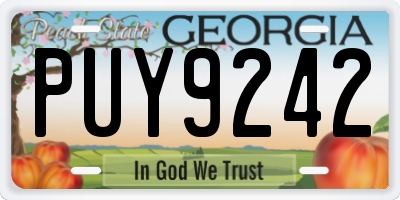 GA license plate PUY9242