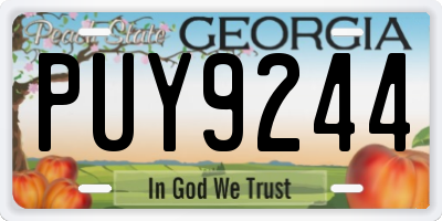 GA license plate PUY9244