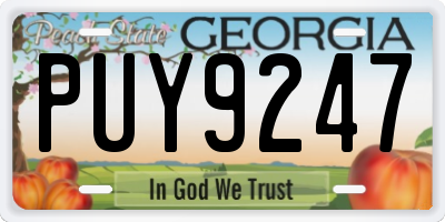 GA license plate PUY9247