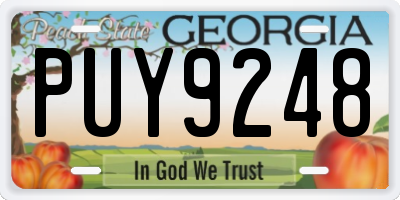 GA license plate PUY9248
