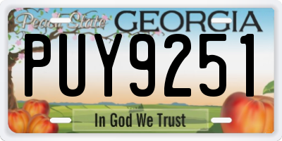 GA license plate PUY9251