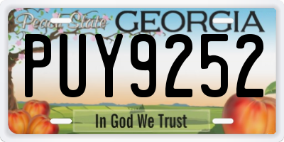 GA license plate PUY9252