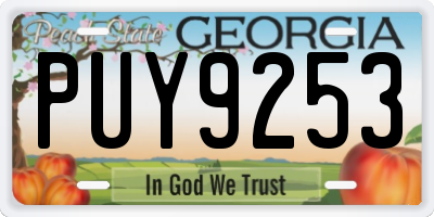 GA license plate PUY9253