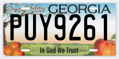 GA license plate PUY9261