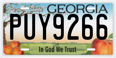GA license plate PUY9266