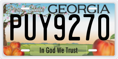 GA license plate PUY9270