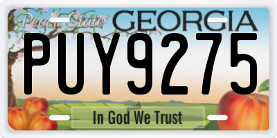 GA license plate PUY9275