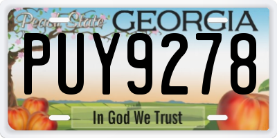 GA license plate PUY9278