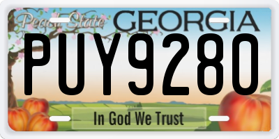 GA license plate PUY9280