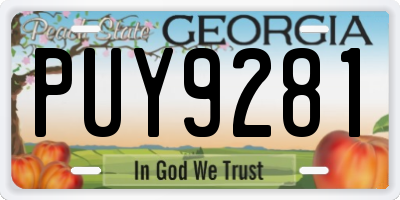 GA license plate PUY9281