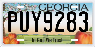 GA license plate PUY9283