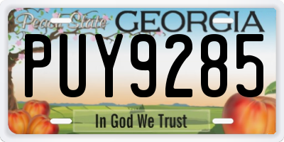 GA license plate PUY9285
