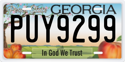 GA license plate PUY9299