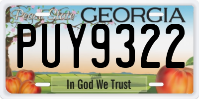 GA license plate PUY9322