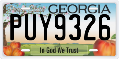 GA license plate PUY9326