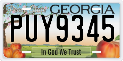 GA license plate PUY9345