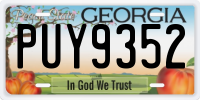 GA license plate PUY9352