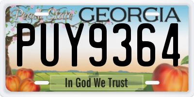 GA license plate PUY9364