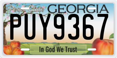 GA license plate PUY9367