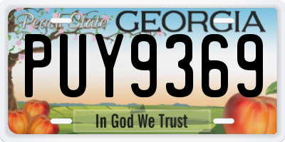 GA license plate PUY9369