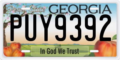 GA license plate PUY9392