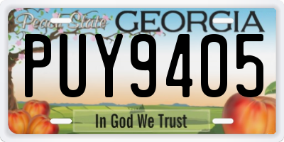 GA license plate PUY9405