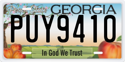 GA license plate PUY9410