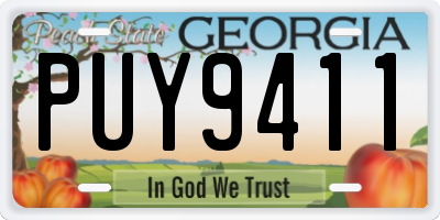 GA license plate PUY9411
