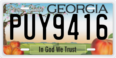 GA license plate PUY9416