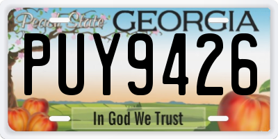 GA license plate PUY9426