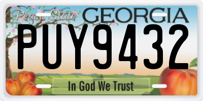 GA license plate PUY9432