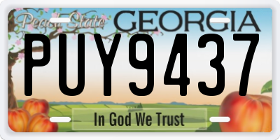 GA license plate PUY9437