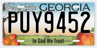 GA license plate PUY9452