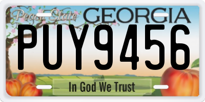 GA license plate PUY9456