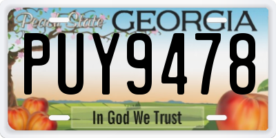 GA license plate PUY9478