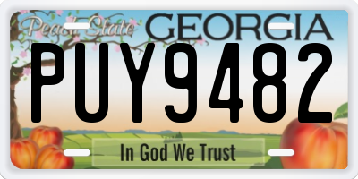 GA license plate PUY9482