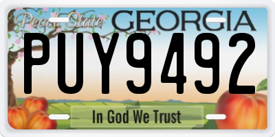 GA license plate PUY9492
