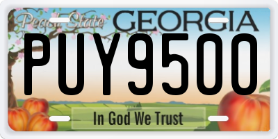 GA license plate PUY9500