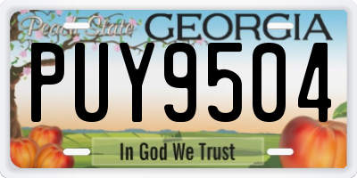 GA license plate PUY9504
