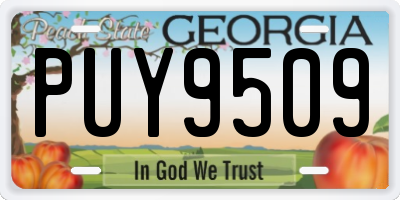 GA license plate PUY9509