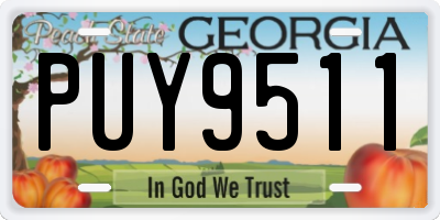 GA license plate PUY9511