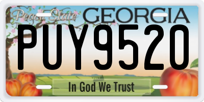 GA license plate PUY9520